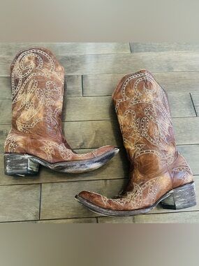 Women’s Sz 9.5 Distressed Brown Leather Old Gringo Cowboy Boots